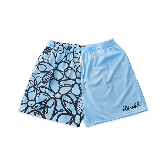 Floral v2 Shorts - Baby Blue