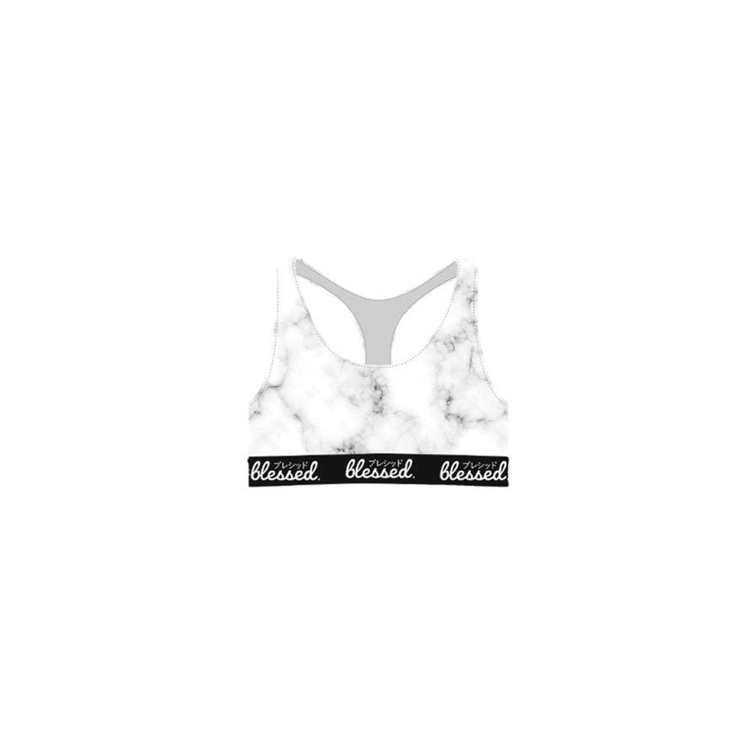 Blessed Marble Sports Bra Top - Black - blessedsc