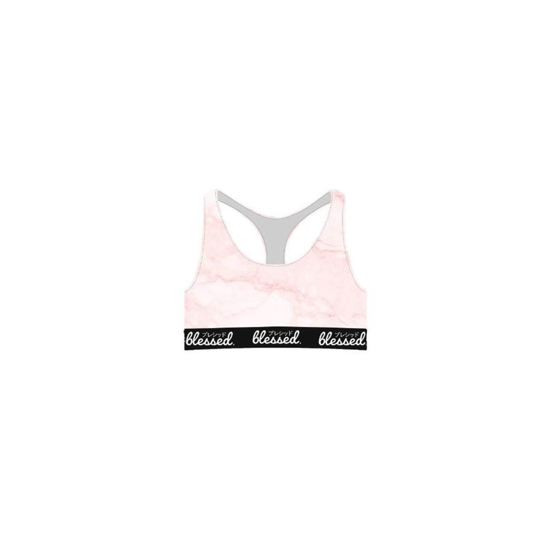 Blessed Marble Sports Bra Top - Pink - blessedsc